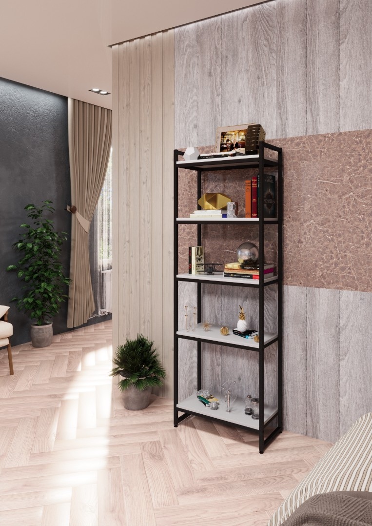 Стеллаж с полками PORTA ПБ-1706Ч, 170 × 59 × 30 см, 5 полок — ЛДСП, белый